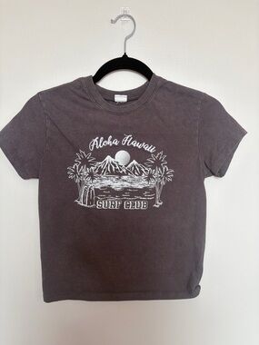 Vibe Gray Graphic Crewneck Tee with White Embroidery
